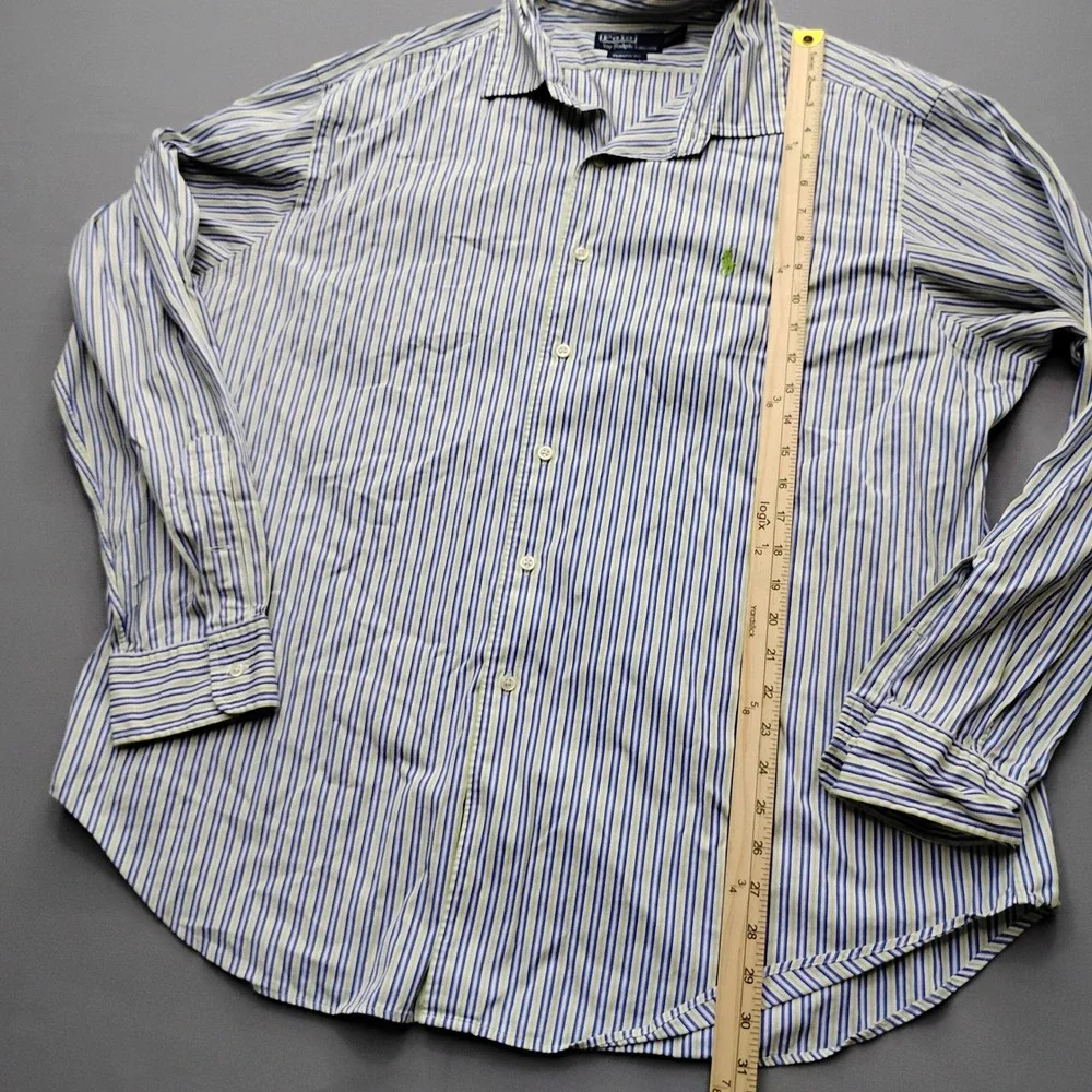 Polo‎ Ralph Lauren Mens XXL Classic Fit Striped Button Down Shirt Blue Green